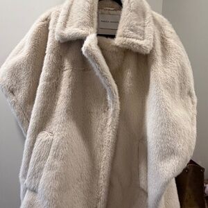 Rebecca Minkoff Ivory Faux Fur Oversized Coat